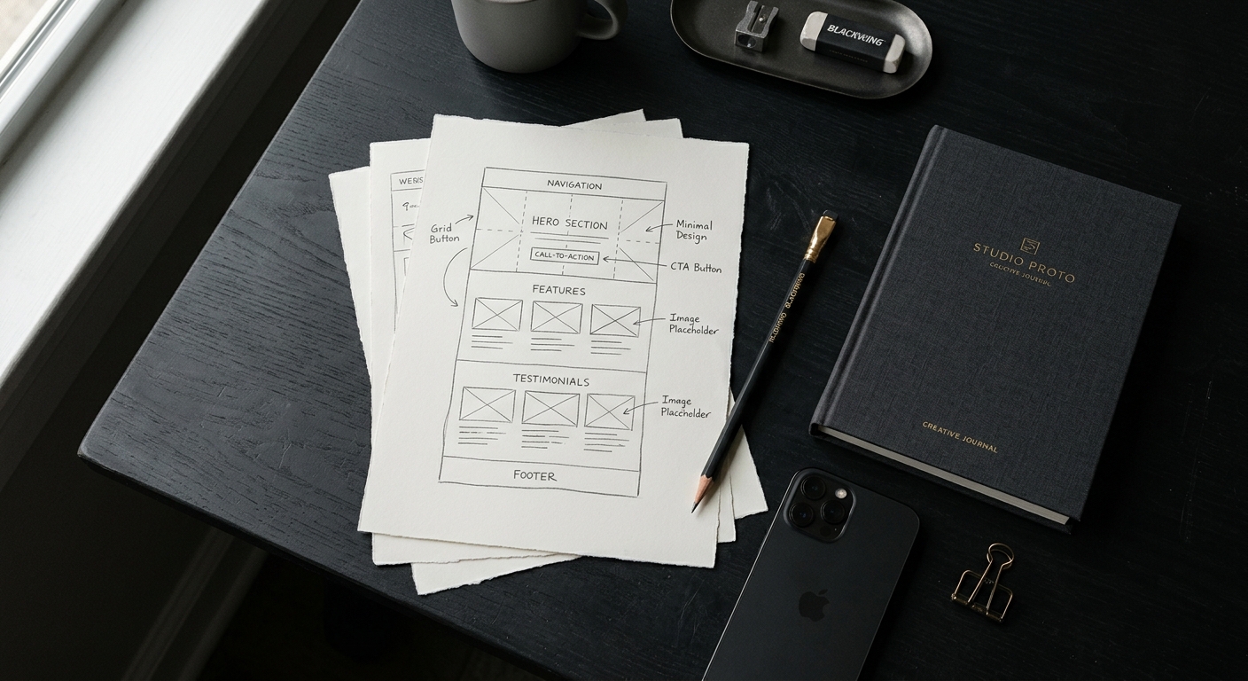 Website design on a screen